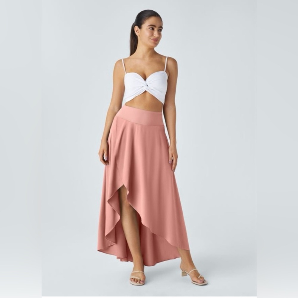 NEW Breezeful High Waisted HL Ruffle 2in1 Flowy Quick Dry Casual Maxi Skirt XL